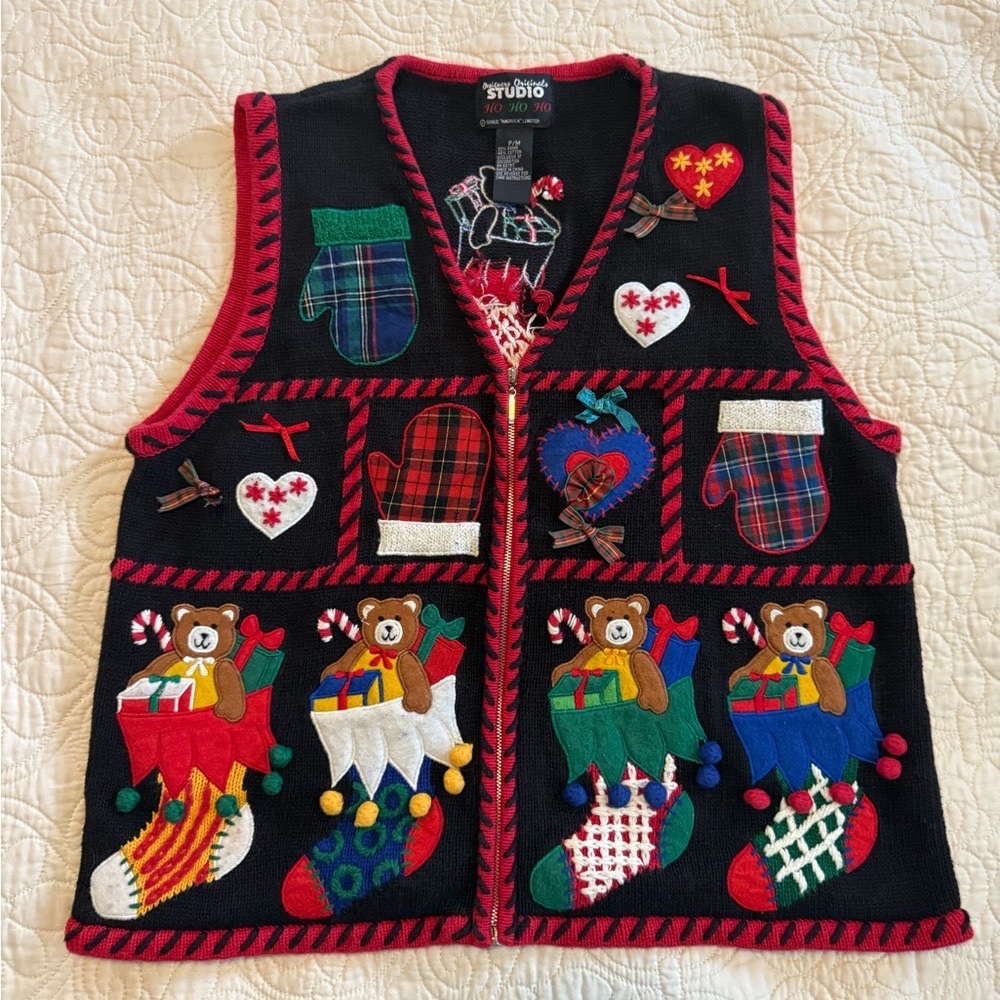 Designers Original Studios Ho Ho Ho Christmas Sweater Vest Size P/M